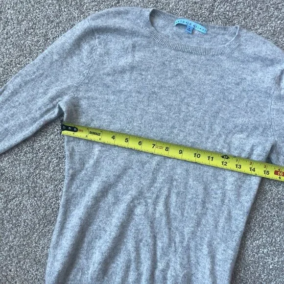 Antonio Melani Light Gray Vera Poet Ruffle Cuff 100% Cashmere Sweater - Picture 7 of 10